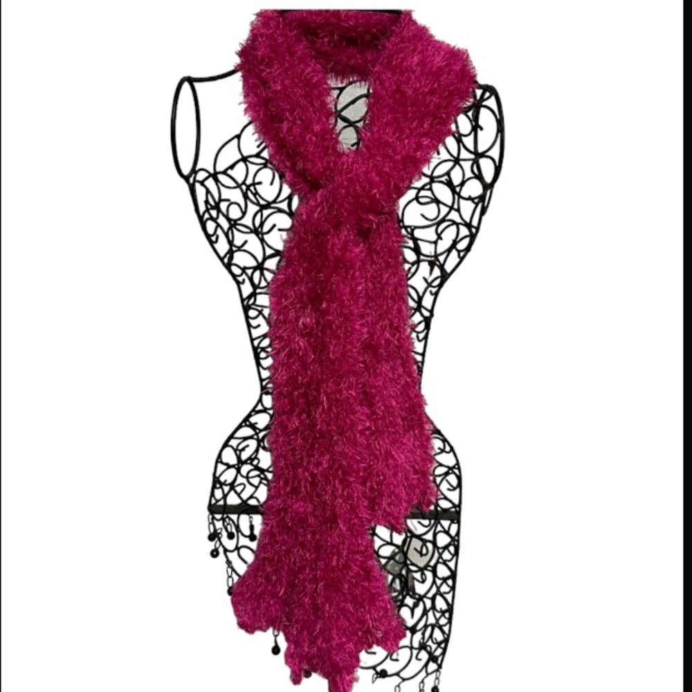 NEW Hot Pink Fuzzy Womans Multifunctional | Polyester Ladies Scarf Size O/S NWOT
